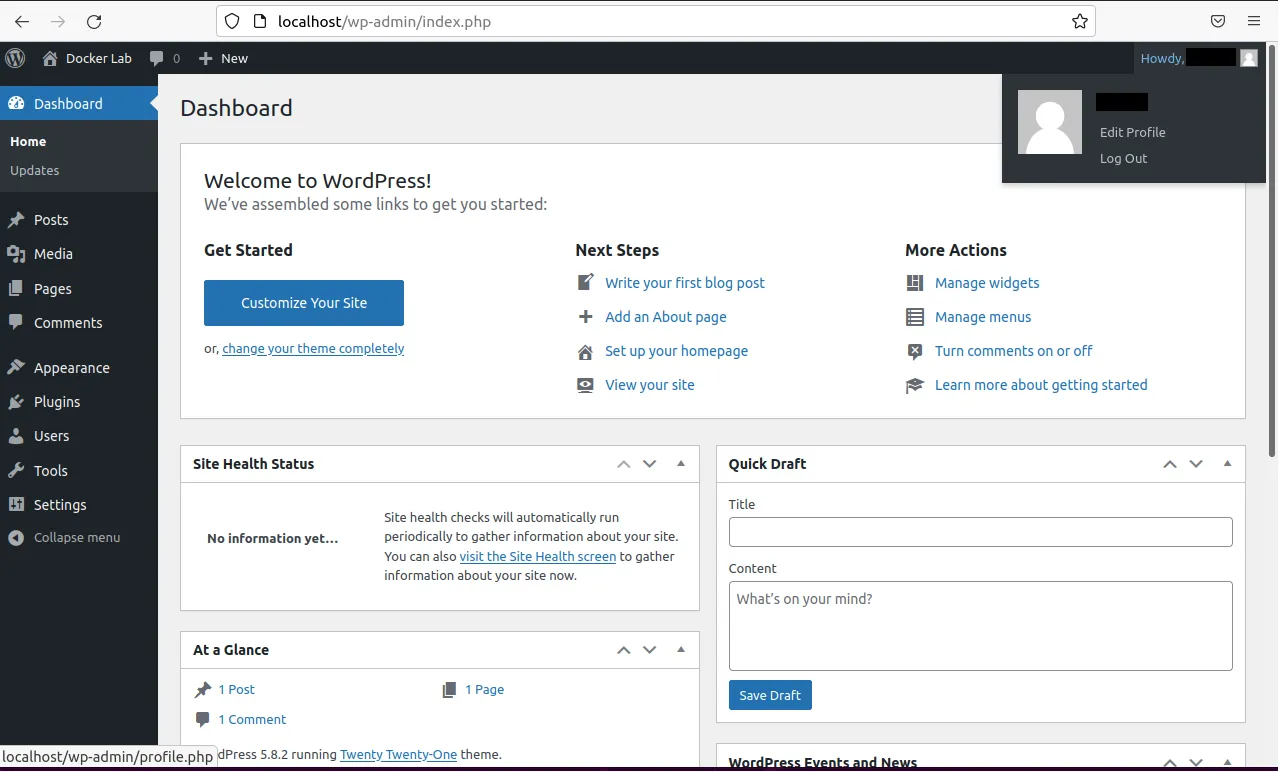 WordPress Admin Panel